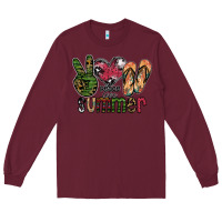 Burgundy peace love summer Long Sleeve Tee - SublimationCraftShop