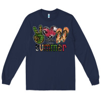 Navy peace love summer Long Sleeve Tee - SublimationCraftShop