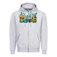 Heather Grey gemstone coffee cups Zipper Hoodie - AdoDesignShop