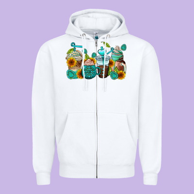 Gemstone Coffee Cups Zipper Hoodie Designed By Adodesignshop