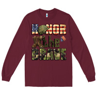 Burgundy Honor the brave 4th of july Long Sleeve Tee - CowGirlArtShop