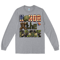 Heather Grey Honor the brave 4th of july Long Sleeve Tee - CowGirlArtShop