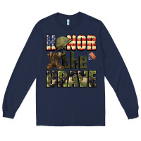Navy Honor the brave 4th of july Long Sleeve Tee - CowGirlArtShop