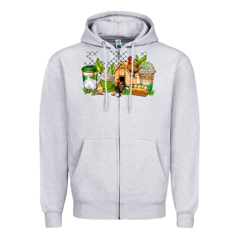 Chicken Coffee Cups Zipper Hoodie by AdoDesignShop | Teevron