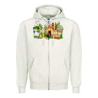 Oatmeal Heather chicken coffee cups Zipper Hoodie - AdoDesignShop