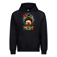 Black autism mom messy bun Urban Hoodie - LillyAllenDesigns