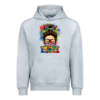 Heather Grey autism mom messy bun Urban Hoodie - LillyAllenDesigns
