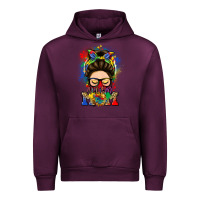 Mauve Wine autism mom messy bun Urban Hoodie - LillyAllenDesigns