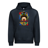 Navy autism mom messy bun Urban Hoodie - LillyAllenDesigns