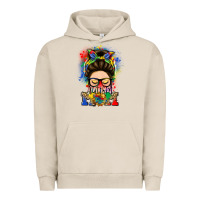 Pigment French Oak autism mom messy bun Urban Hoodie - LillyAllenDesigns