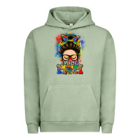 Pigment Oil Green autism mom messy bun Urban Hoodie - LillyAllenDesigns