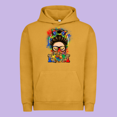 Autism Mom Messy Bun Urban Hoodie Designed By Lillyallendesigns