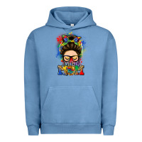 Pigment Pebble Blue autism mom messy bun Urban Hoodie - LillyAllenDesigns