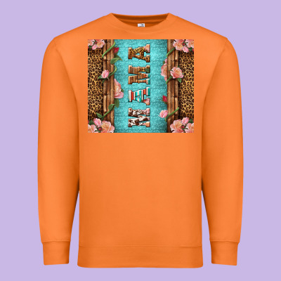 Western Mama Pink Roses Premium Sweatshirt Designed By Lillyallendesigns