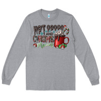 Heather Grey hot cocoa and christmas movies Long Sleeve Tee - CowhideDigitalArt