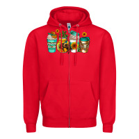 Red arizona coffee cups Zipper Hoodie - AdoDesignShop