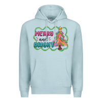 Blue Mist merry and bright christmas tree Premium Hoodie - MaliasSmallBusiness