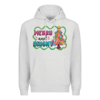Dove Grey merry and bright christmas tree Premium Hoodie - MaliasSmallBusiness