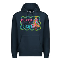 Navy merry and bright christmas tree Premium Hoodie - MaliasSmallBusiness