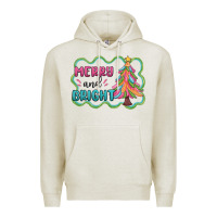 Oatmeal Heather merry and bright christmas tree Premium Hoodie - MaliasSmallBusiness