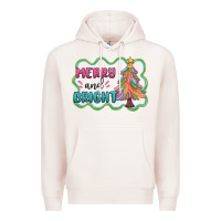 Pale Pink merry and bright christmas tree Premium Hoodie - MaliasSmallBusiness