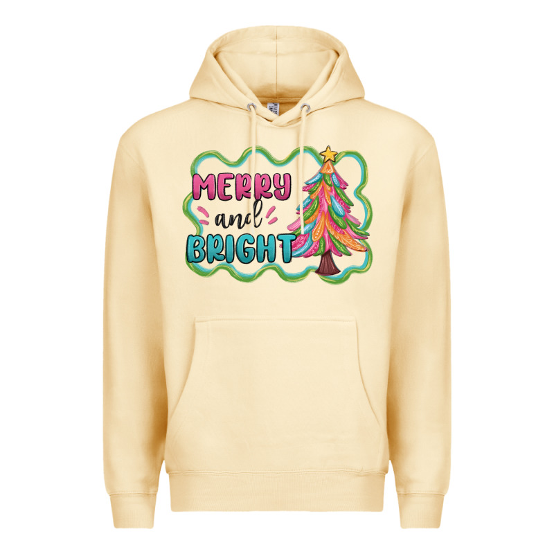 Merry And Bright Christmas Tree Premium Hoodie by MaliasSmallBusiness | Teevron