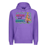 Purple merry and bright christmas tree Premium Hoodie - MaliasSmallBusiness