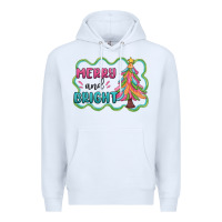 White merry and bright christmas tree Premium Hoodie - MaliasSmallBusiness