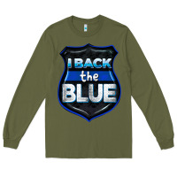 Army Green I back the blue 4th of July Long Sleeve Tee - CowGirlArtShop
