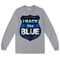 Heather Grey I back the blue 4th of July Long Sleeve Tee - CowGirlArtShop