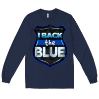 Navy I back the blue 4th of July Long Sleeve Tee - CowGirlArtShop