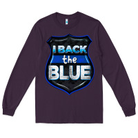 Plum I back the blue 4th of July Long Sleeve Tee - CowGirlArtShop