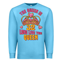 Ocean Blue the queen is 32 long live the queen kopya Premium Sweatshirt - Jasminsmagicworld