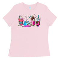 Bubblegum Pink hair stylist coffee cup Ladies Tee - AdoDesignShop