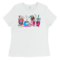 White hair stylist coffee cup Ladies Tee - AdoDesignShop