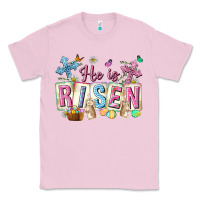 Bubblegum Pink he is risen easter with flowers Classic Tee - Neo Western