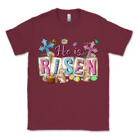 Burgundy he is risen easter with flowers Classic Tee - Neo Western