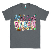 Charcoal Heather he is risen easter with flowers Classic Tee - Neo Western