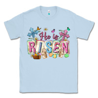 Dusty Blue he is risen easter with flowers Classic Tee - Neo Western
