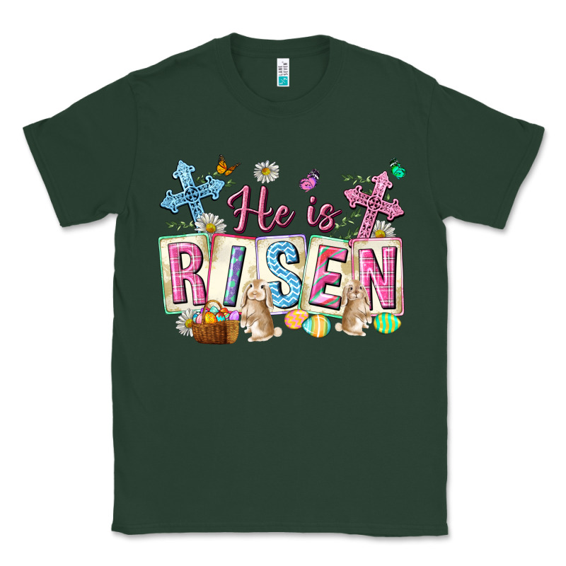 He Is Risen Easter With Flowers Classic Tee by Neo Western | Teevron