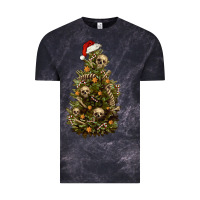 Cloud Black Skeleton merry christmas tree Vintage Tee - RanaPortraitStore