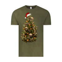 Vintage Olive Skeleton merry christmas tree Vintage Tee - RanaPortraitStore