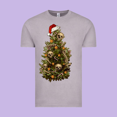 Vintage Tee Skeleton merry christmas tree