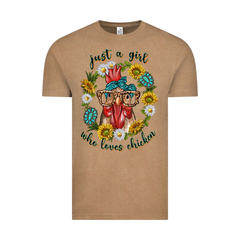Just A Girl Who Loves Chicken With Sunflowers And Gemstone Vintage Tee by texasbilliewilder | Teevron