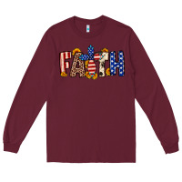 Burgundy Faith USA flag sunflower Long Sleeve Tee - Neo Western