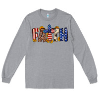 Heather Grey Faith USA flag sunflower Long Sleeve Tee - Neo Western