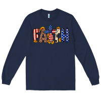 Navy Faith USA flag sunflower Long Sleeve Tee - Neo Western