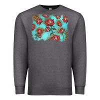 Charcoal Heather red roses with leopard background Premium Sweatshirt - LillyAllenDesigns