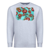 Heather Grey red roses with leopard background Premium Sweatshirt - LillyAllenDesigns
