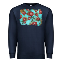 Navy red roses with leopard background Premium Sweatshirt - LillyAllenDesigns